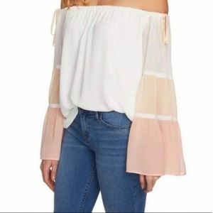 1 State Ombré Bell sleeve off shoulder blouse